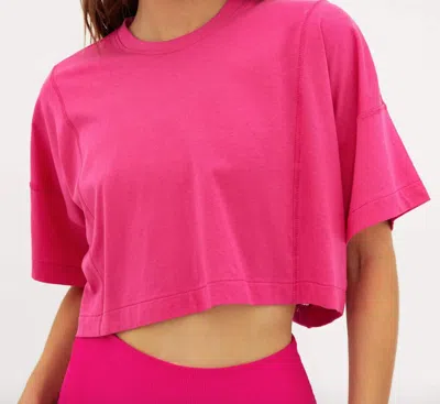 Beach Riot Esme Mesh Back Cotton & Modal Crop T-shirt In Pink