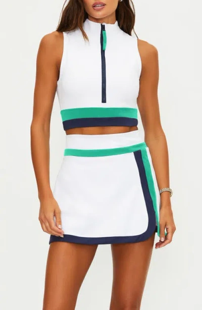 Beach Riot Etta Zip Sleeveless Crop Top In White