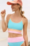 Beach Riot Eva Rib Colorblock Bikini Top In Blue