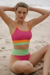 Beach Riot Eva Colorblock Bikini Top In Pink
