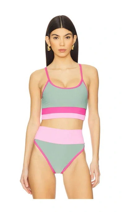 Beach Riot Eva Bikini Top In Sage Bloom Colorblock