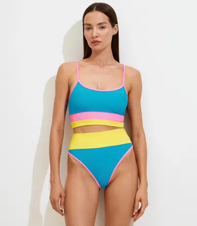 Beach Riot Eva Bottom Women Colorblock Stretch High-waisted Swimwear Buu781 In Multi