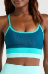 Beach Riot Eva Colorblock Bikini Top In Blue
