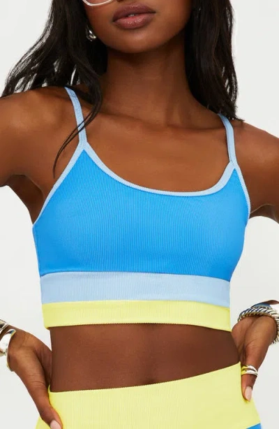 Beach Riot Eva Colorblock Bikini Top In Blue