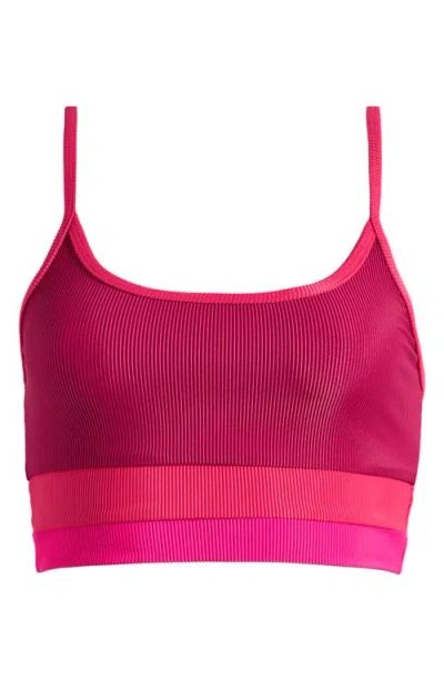 Beach Riot Eva Colorblock Bikini Top In Sorbet Red