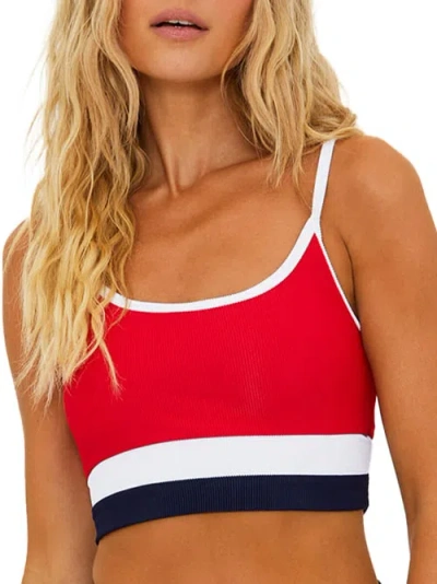 Beach Riot Eva Longline Bikini Top In American Red