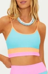 Beach Riot Eva Rib Colorblock Bikini Top In Blue