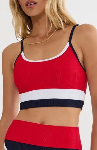 Beach Riot Eva Rib Colorblock Bikini Top In Red