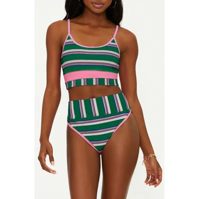 Beach Riot Eva Stripe Rib Bikini Top In Jelly Bean Stripe