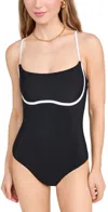 Beach Riot Faith One Piece In Black/white In Black & White