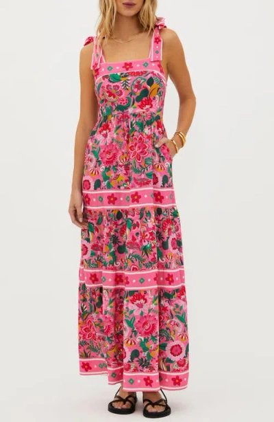 Beach Riot Floral Print Cotton Cover-up Maxi Sundress In Passion Flor