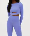 Beach Riot Francine Long Sleeve Crop Top In Periwinkle In Blue