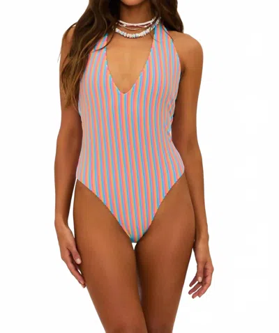 Beach Riot Frida One Piece Swimsuit In Petal Stripes Terry In Neutral