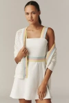 Beach Riot Gene Colorblock Open-stitch Cardigan In White
