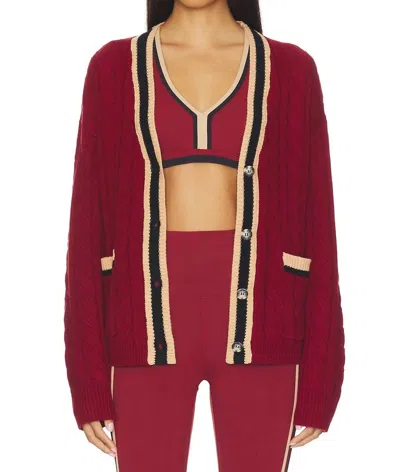 Beach Riot Gene Long Sleeve Cardigan In Maroon Merlot Colorblock In Red