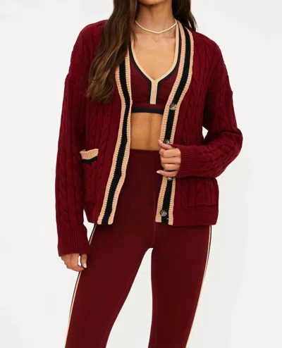 BEACH RIOT GENE LONG SLEEVES CARDIGAN IN MAROON MERLOT