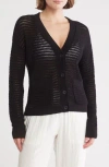 Beach Riot Gene Open Stitch Cotton Cardigan In Black