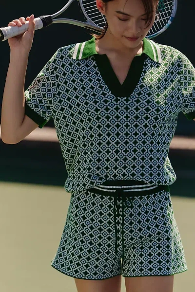 Beach Riot Giana Short-sleeve Polo Top In Blue