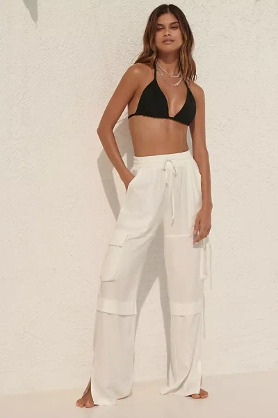 Beach Riot Gianna Cotton & Linen Cargo Pants In White