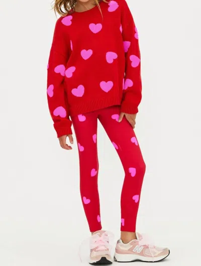 Beach Riot Kids' Girl's Callie Long Sleeve Sweater In Red