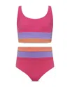 Beach Riot Kids' Lil Mackenzie Two-piece Swimsuit In Coral Bay Colorblock