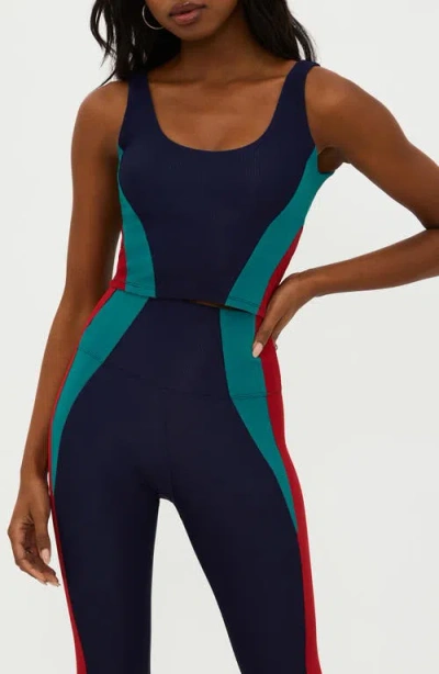 Beach Riot Grayson Rib Colorblock Crop Tank In Ultramarine Colorblock