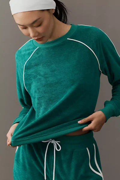 Beach Riot Greer Long-sleeve Velour Top In Green