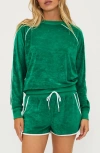 Beach Riot Greer Piped Velour Top In Forest Park