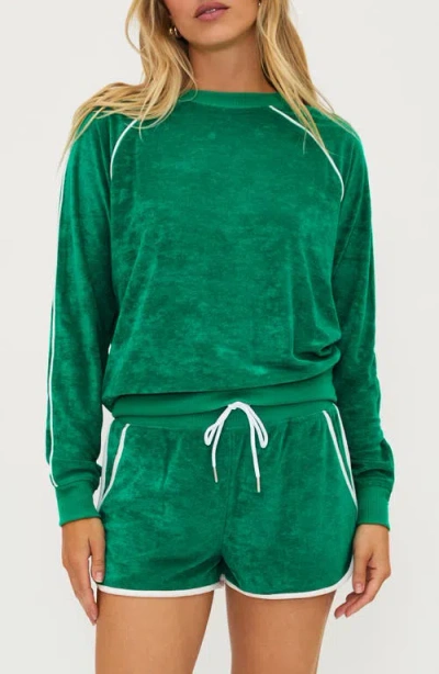 Beach Riot Greer Piped Velour Top In Forest Park