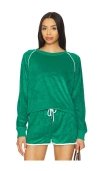 Beach Riot Greer Piped Velour Top In Green