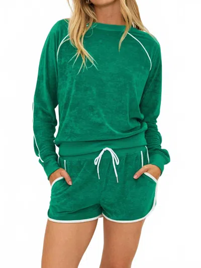 Beach Riot Greer Piped Velour Top In Forest Park