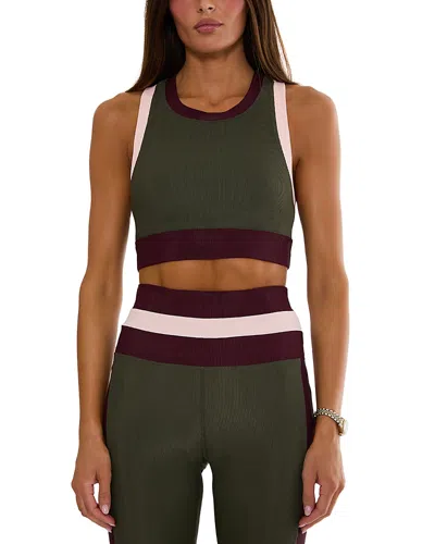 Beach Riot Gwen Color Blocked Cropped Top In Green