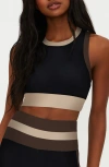 Beach Riot Gwen Colorblock Racerback Longline Sports Bra In Black