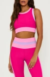 Beach Riot Gwen Colorblock Racerback Sports Bra In Raspberry