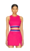 Beach Riot Gwen Stripe Accent Textured Crop Tank In Orchid Cable