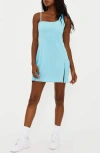 Beach Riot Harley One-shoulder Mesh Skort Romper In Blueberry Ice