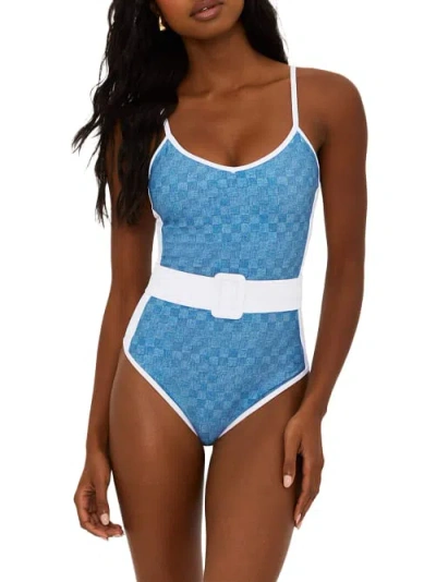 Beach Riot Harmony Belted One-piece In Blue