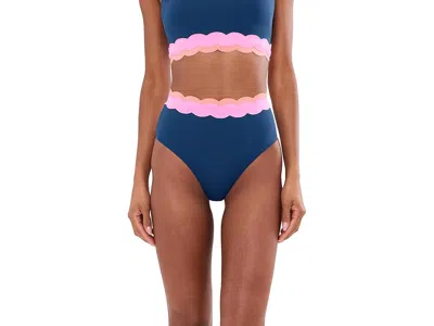 Beach Riot Harriet Bottoms Women's Swimwear Seashell Isle Color-block: Md In Blue