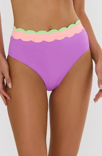 Beach Riot Harriet High Waist Bikini Bottoms In Purple