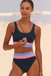Beach Riot Heidi Colorblock High Waist Bikini Bottoms In Blue