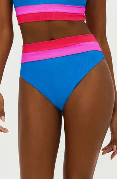 Beach Riot Heidi Colorblock High Waist Bikini Bottoms In Orchid Colorblock