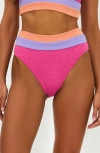 Beach Riot Heidi Colorblock High Waist Bikini Bottoms In Coral Bay Colorblock
