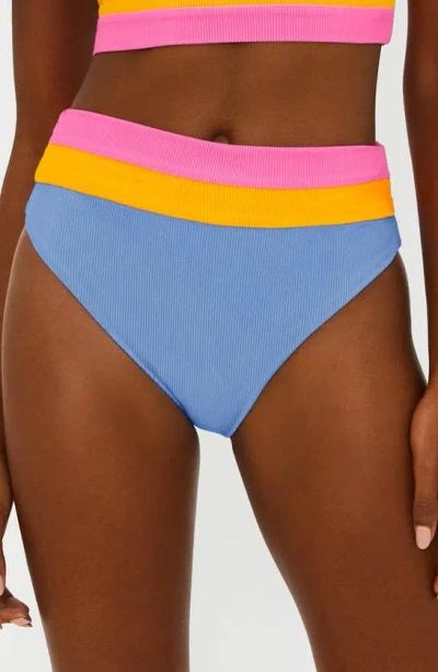 Beach Riot Heidi Colorblock High Waist Bikini Bottoms In Daydreamer Colorblock