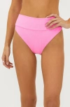 Beach Riot Highway High Waist Bikini Bottoms In Prism Pink