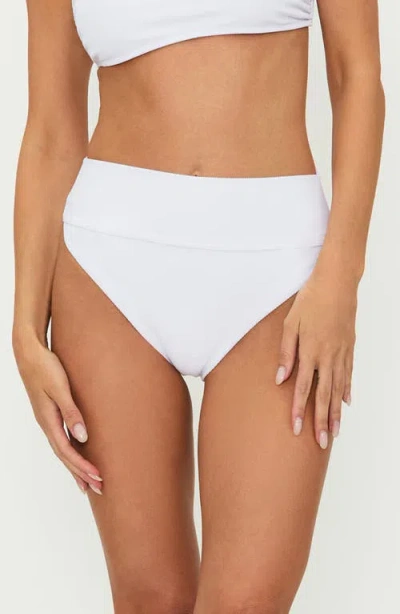 Beach Riot Highway High Waist Bikini Bottoms In White