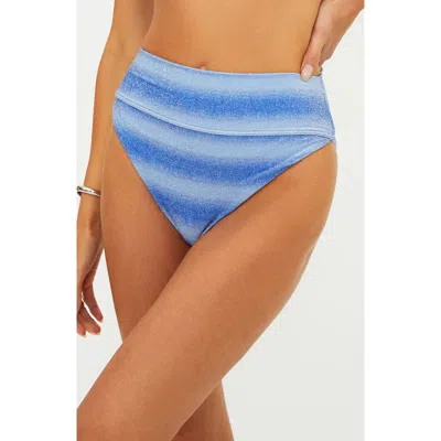Beach Riot Highway Metallic High Waist Bikini Bottoms In Blue