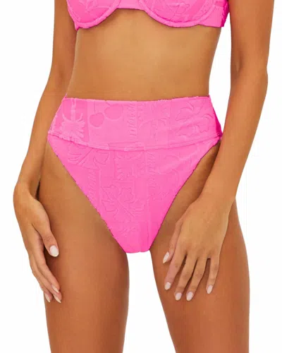 Beach Riot Highway Swim Bottom In Strawberry Stand Terry In Pink
