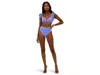 Beach Riot Highway Bottom Swimwear Women Periwinkle Waffle High Waisted Buu799 In Purple