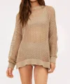 Beach Riot Hilary Long Sleeve Open Knit Cover-up Sweater Tunic In Multi