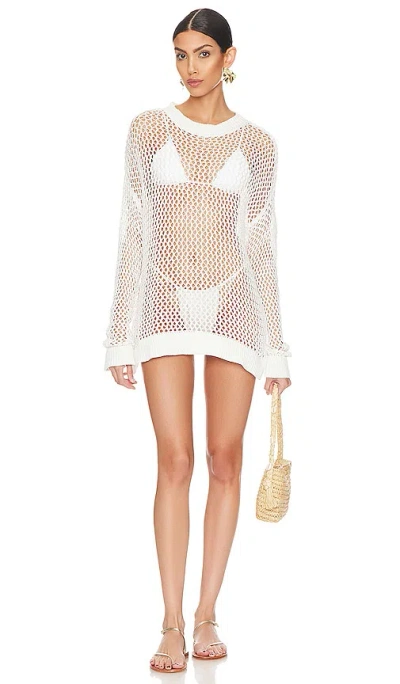 Beach Riot Hilary Mesh Round Neck Sweater In White